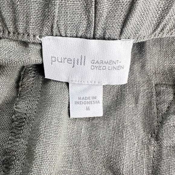 Pure J Jill Sage Green 100% Linen Wide Leg Pull On Pockets Crop Pants Medium M - Picture 6 of 8